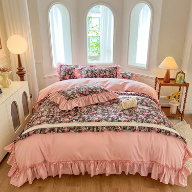 Victorian Vintage Floral Print Duvet Cover Set, Cotton Bedding Set